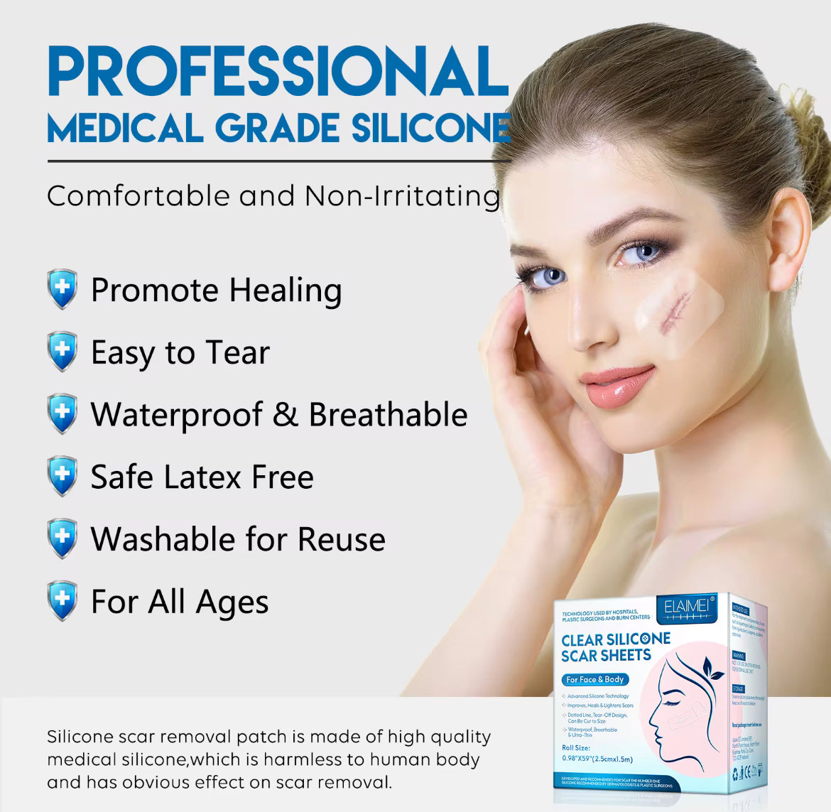 Clear Silicone Scar Sheets