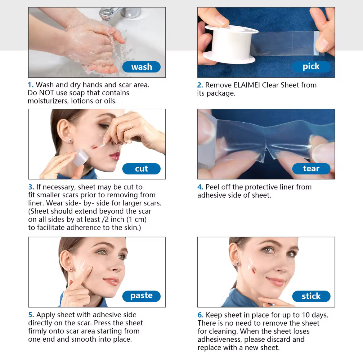Clear Silicone Scar Sheets