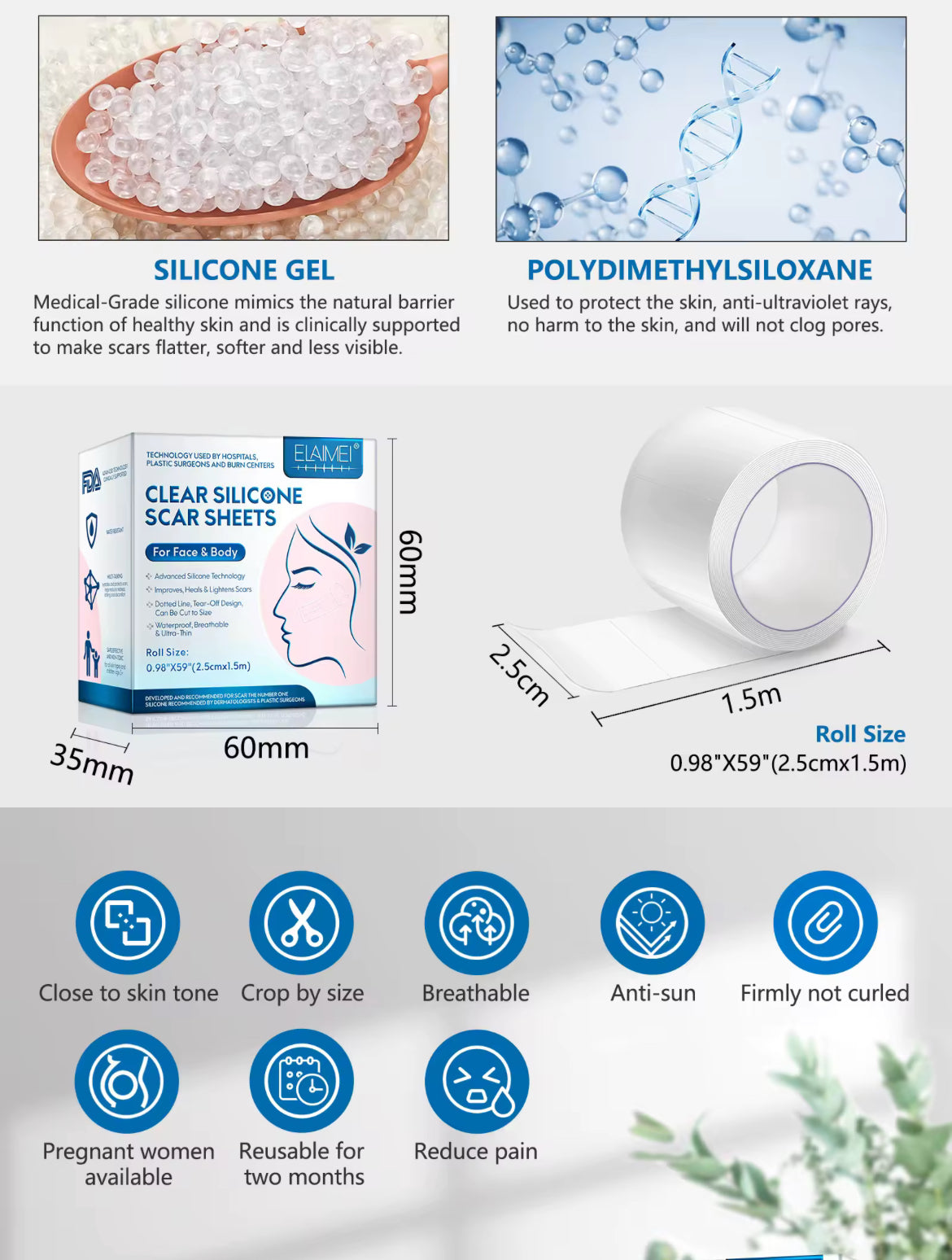 Clear Silicone Scar Sheets